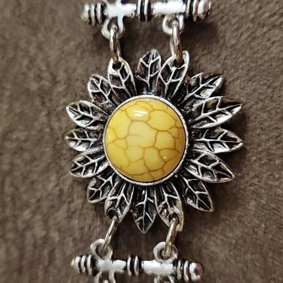 VTG Rainbow Daisy Link Boho Hippie Toggle Bracelet - Picture 3 of 9
